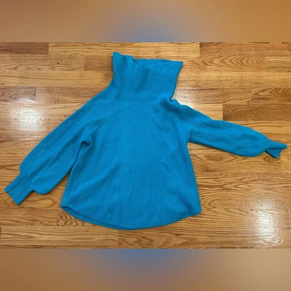 Soft Surroundings Calanthe 100% cashmere cowl neck pullover sweater blue L - Picture 5 of 5